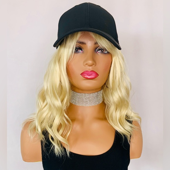 SALE💄14” Blonde Synthetic Wig w Bangs for Your Favorite Ball Cap / Scarf / Toque - Picture 3 of 9